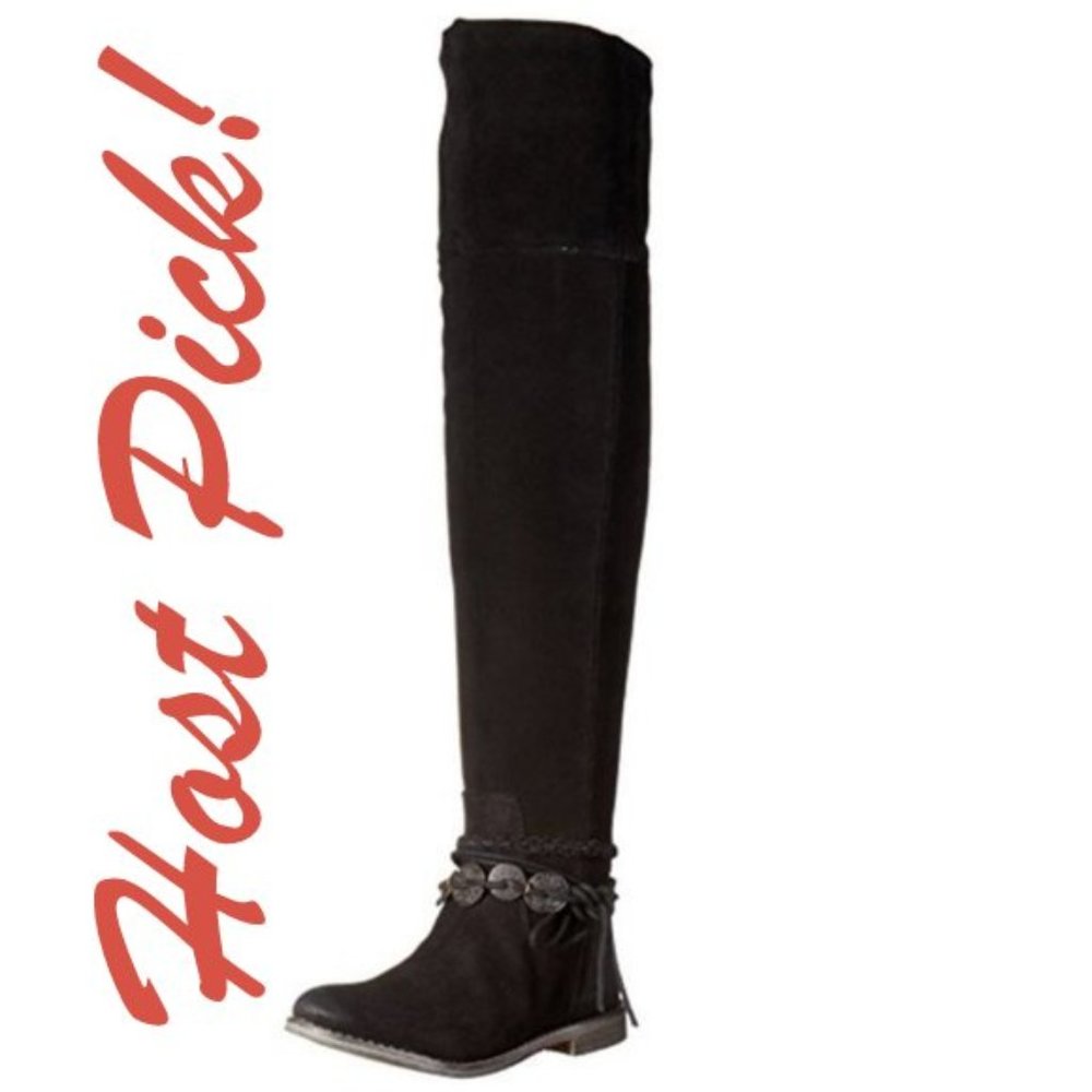Musse & Cloud NEW Boots BLACK Over-The-Knee Tall Suede Leather NIB Womens 🎉HP🎉